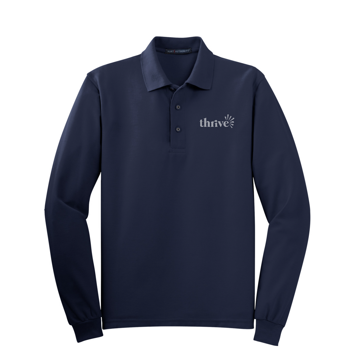 Port Authority Tall Silk Touch Long Sleeve Polo — Navy