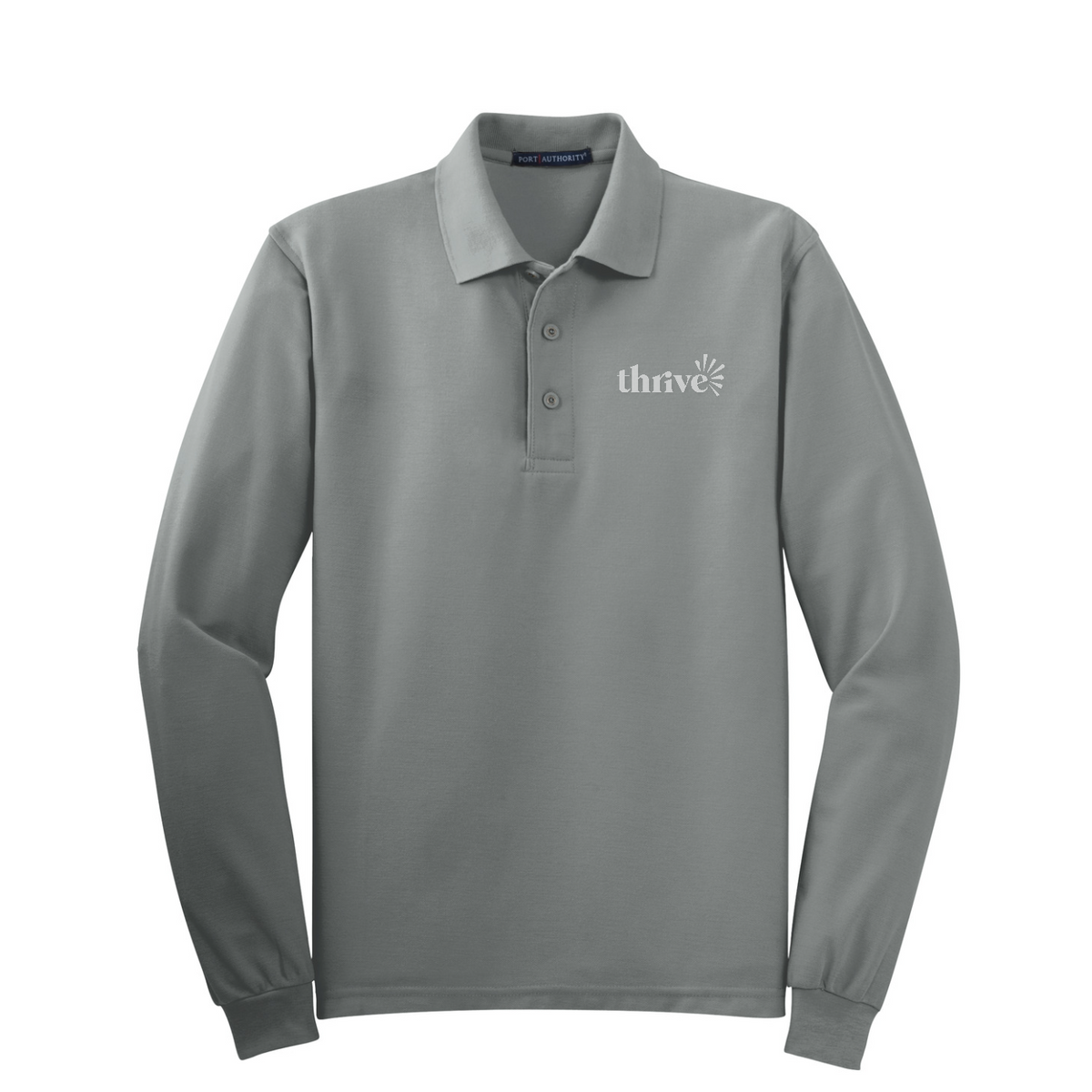 Port Authority Tall Silk Touch Long Sleeve Polo — Cool Grey
