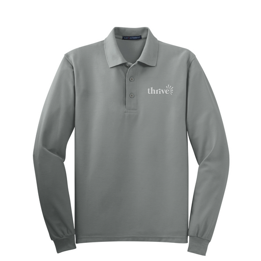 Port Authority Tall Silk Touch Long Sleeve Polo — Cool Grey