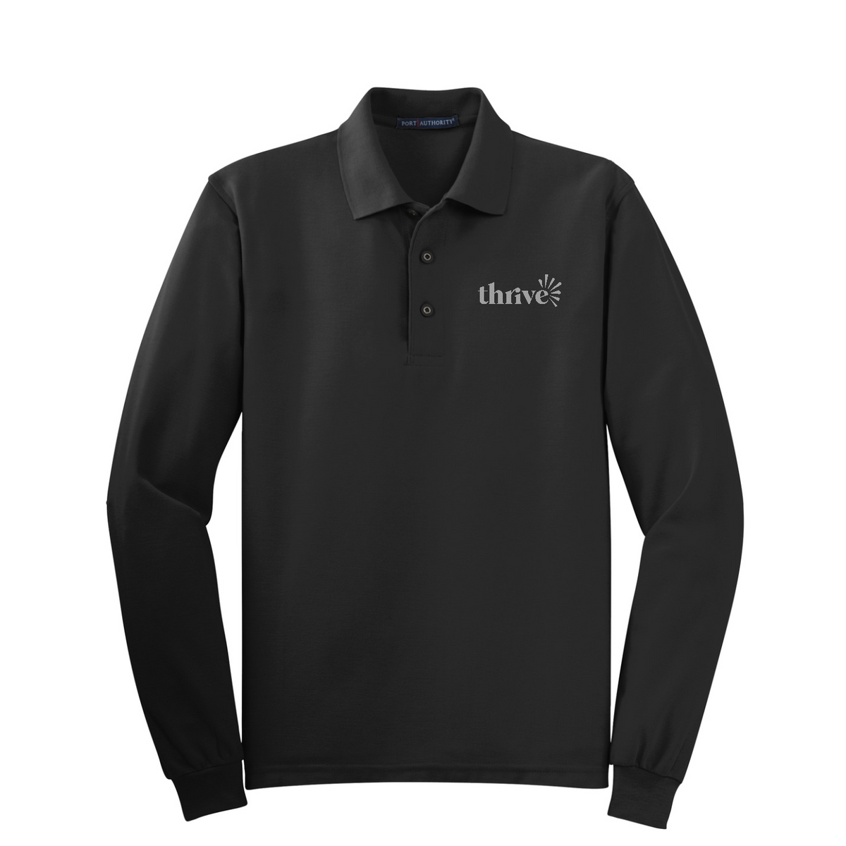 Port Authority Tall Silk Touch Long Sleeve Polo — Black