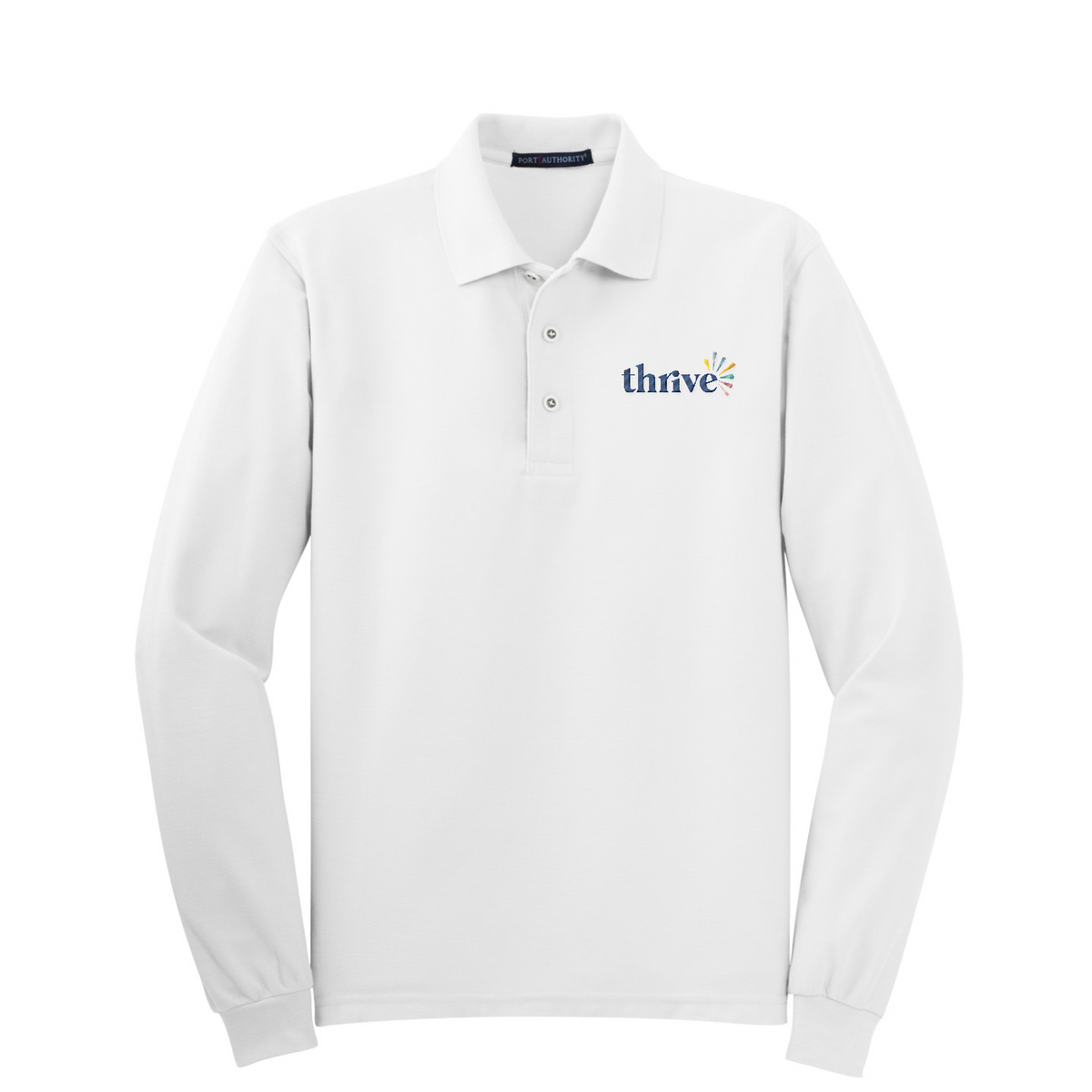Port Authority Silk Touch Long Sleeve Polo — White