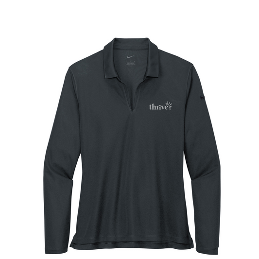 Nike Women's Dri-FIT Micro Pique 2.0 Long Sleeve Polo — Anthracite