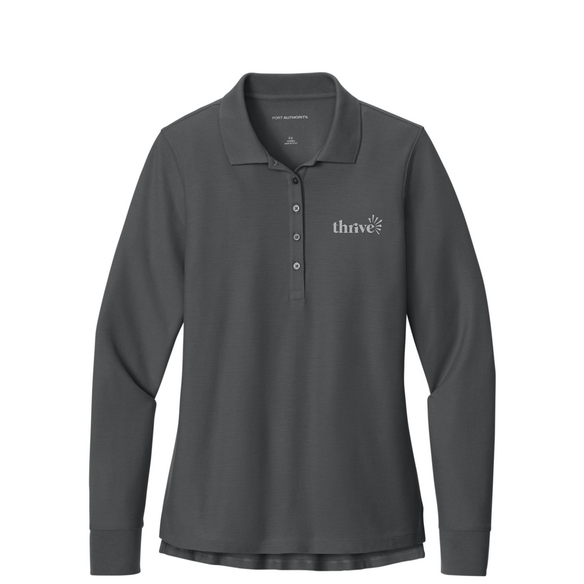 Port Authority Women's Wearever Signature Pique Long Sleeve Polo — Storm Grey