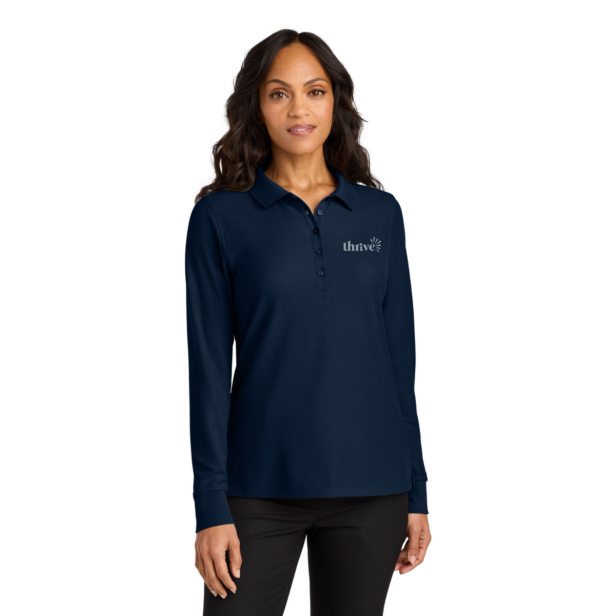 Port Authority Women's Wearever Signature Pique Long Sleeve Polo — model